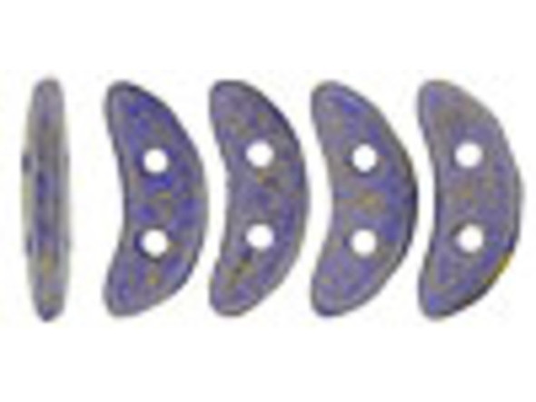 For unique dimension in your beading projects, try the CzechMates Crescent Beads. These flat beads feature a crescent shape, like a moon. Two stringing holes run through the center of the shape, so you can add it to designs in innovative ways. Layer it with other beads in bead weaving or use it to add dimension to stringing projects. It would make an interesting element in bead embroidery, too. These beads feature a berry blue color with a subtle golden sheen. 