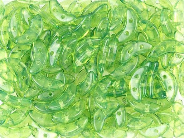 CzechMates Glass 4 x 10mm 2-Hole ColorTrends Green Flash Crescent Bead 2.5-Inch Tube
