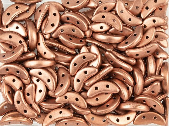 CzechMates Glass 4 x 10mm 2-Hole Matte Metallic Bronze Copper Crescent Bead 2.5-Inch Tube