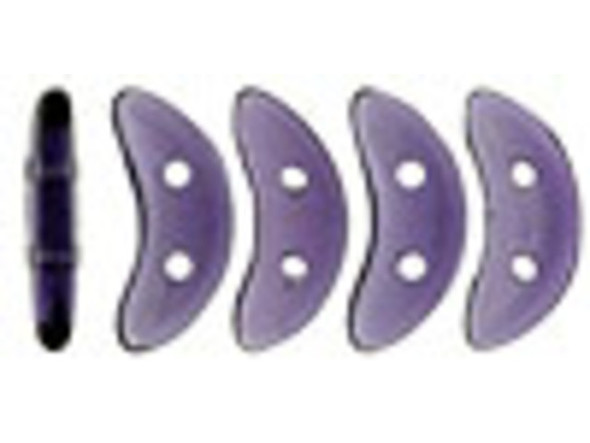 For unique dimension in your beading projects, try the CzechMates Crescent Beads. These flat beads feature a crescent shape, like a moon. Two stringing holes run through the center of the shape, so you can add it to designs in innovative ways. Layer it with other beads in bead weaving or use it to add dimension to stringing projects. It would make an interesting element in bead embroidery, too. These beads feature rich purple color. 