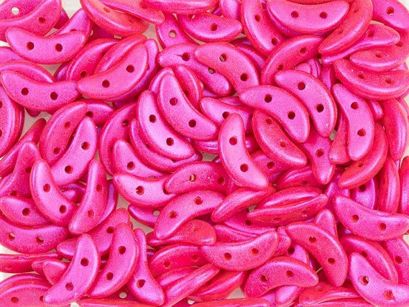 CzechMates Glass 4 x 10mm 2-Hole Opalescent Neon Pink Crescent Bead 2.5-Inch Tube