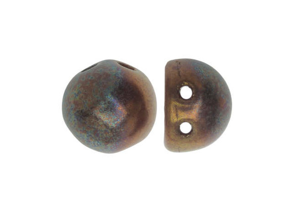 Add some spice to your style with these CzechMates cabochon beads. These beads feature a round domed shape with a flat back, much like that of a cabochon. Two stringing holes run close to the flat bottom of the dome, so these beads will stand out in your jewelry-making designs. Use them in multi-strand projects or add them to your bead weaving for eye-catching dimensional effects. They'll work nicely with other CzechMates beads. They feature rich red color with a beautiful golden bronze gleam, for a warm look. 