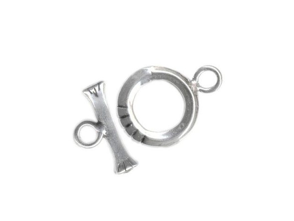   These bar and ring sets can be clasped with one hand making  them ideal for bracelets and watches.    Please note: The last few beads you put near the clasp should  be small, to make sure the bar will go all the way through  the ring (making the clasp easier to close).    Size listed is outside diameter of the ring (excluding its  loop) and the length of the bar. Price is per set, rather than per  piece.      Toggle Clasps and Bracelets    It's true! Toggles can be clasped with one hand, so they are good  for bracelets, including watch bracelets. Here's a hint to help  make sure no one loses one of your creations: When using toggle  clasps for bracelets, the bracelet must fit the customer fairly  well. If the bracelet is too loose, a short toggle bar might wiggle  itself out of its loop. Longer bars can help solve the  problem, but won't eliminate it. To size your bracelets to your  customers' wrists you might want to use a few chain links at the  end, between the clasp and the last beads. Then you can remove or  add links at the time of sale. Or if you really have a good thing  going, make 6.5", 7", and 8" versions of your best-selling patterns  and colors of bracelets.  See Related Products links (below) for similar items and additional jewelry-making supplies that are often used with this item.