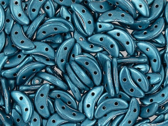 For unique dimension in your beading projects, try the CzechMates Crescent Beads. These flat beads feature a crescent shape, like a moon. Two stringing holes run through the center of the shape, so you can add it to designs in innovative ways. Layer it with other beads in bead weaving or use it to add dimension to stringing projects. It would make an interesting element in bead embroidery, too. These beads feature gorgeous dark blue color with a captivating metallic shine. 