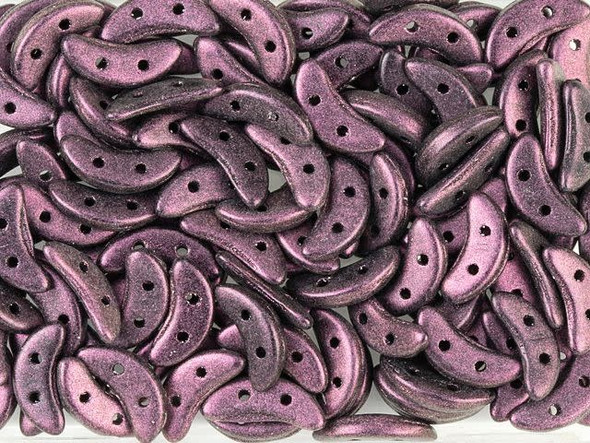 CzechMates Glass 4 x 10mm 2-Hole Polychrome Pink Olive Crescent Bead 2.5-Inch Tube