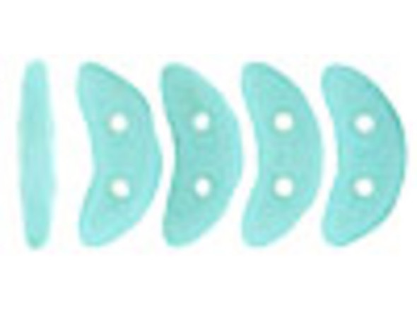 For unique dimension in your beading projects, try the CzechMates Crescent Beads. These flat beads feature a crescent shape, like a moon. Two stringing holes run through the center of the shape, so you can add it to designs in innovative ways. Layer it with other beads in bead weaving or use it to add dimension to stringing projects. It would make an interesting element in bead embroidery, too. These beads feature light turquoise color. 