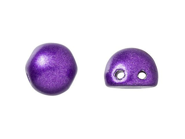 Bring vibrant style to your jewelry designs with these CzechMates Cabochon Beads. These beads feature a round domed shape with a flat back, much like that of a cabochon. Two stringing holes run close to the flat bottom of the dome, so these beads will stand out in your jewelry-making designs. Use them in multi-strand projects or add them to your bead weaving for eye-catching dimensional effects. They'll work nicely with other CzechMates beads. They feature royal purple color with a soft metallic shimmer. 