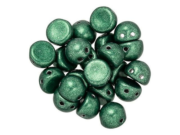 CzechMates 2-Hole 7mm ColorTrends Saturated Metallic Martini Olive Cabochon Bead 2.5-Inch Tube
