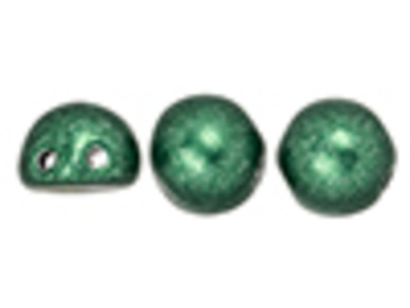 CzechMates 2-Hole 7mm ColorTrends Saturated Metallic Martini Olive Cabochon Bead 2.5-Inch Tube