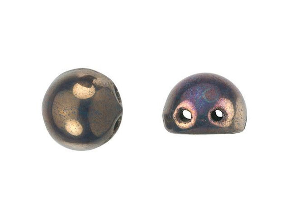 CzechMates 2-Hole 7mm Oxidized Bronze Cabochon Beads 2.5-Inch Tube