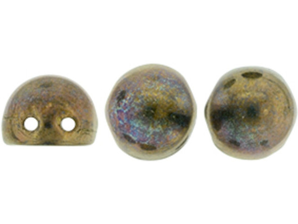 CzechMates 2-Hole 7mm Oxidized Bronze Cabochon Beads 2.5-Inch Tube