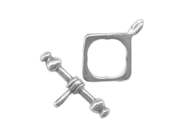 Sterling Silver Toggle Clasp, Diamond-Shaped (Each)