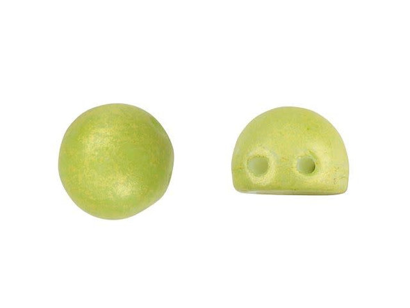 Liven up your style with these CzechMates cabochon beads. These beads feature a round domed shape with a flat back, much like that of a cabochon. Two stringing holes run close to the flat bottom of the dome, so these beads will stand out in your jewelry-making designs. Use them in multi-strand projects or add them to your bead weaving for eye-catching dimensional effects. They'll work nicely with other CzechMates beads. They feature honeydew melon green color for a tropical look. 