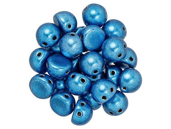 CzechMates 2-Hole 7mm ColorTrends Saturated Metallic Nebulas Blue Cabochon Bead 2.5-Inch Tube