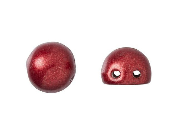 CzechMates 2-Hole 7mm ColorTrends: Saturated Metallic Aurora Red Cabochon Beads 2.5-Inch Tube