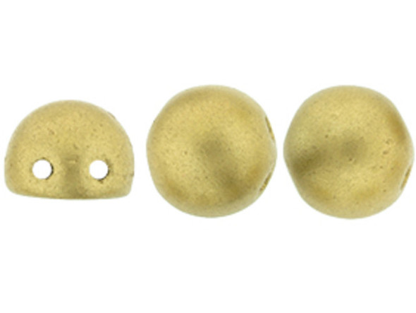 You'll love the luxurious look of these CzechMates cabochon beads. These beads feature a round domed shape with a flat back, much like that of a cabochon. Two stringing holes run close to the flat bottom of the dome, so these beads will stand out in your jewelry-making designs. Use them in multi-strand projects or add them to your bead weaving for eye-catching dimensional effects. They'll work nicely with other CzechMates beads. They feature soft gold color with a subtle metallic sheen. 
