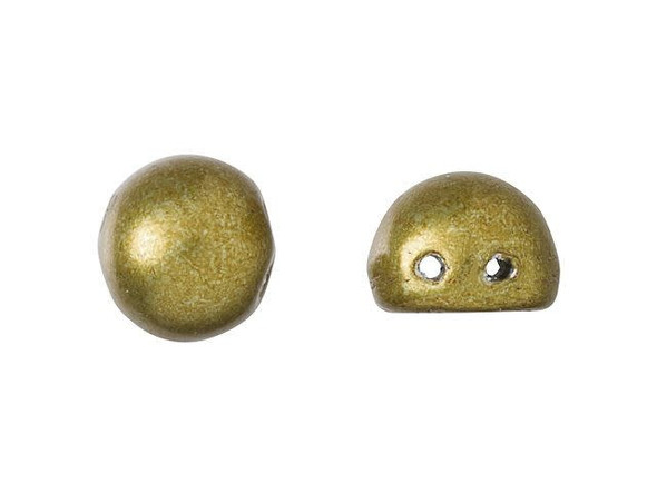 CzechMates 2-Hole 7mm ColorTrends: Saturated Metallic Spicy Mustard Cabochon Beads 2.5-Inch Tube