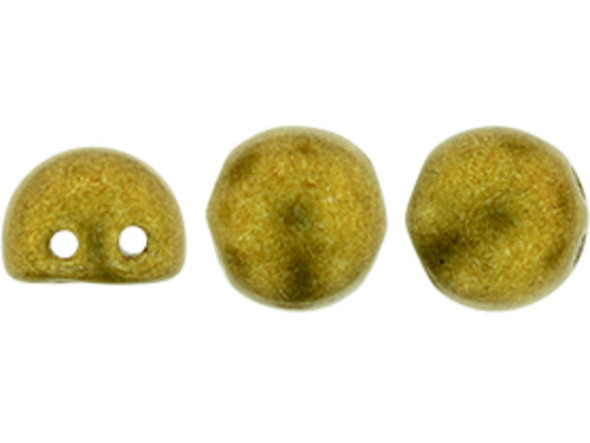 CzechMates 2-Hole 7mm ColorTrends: Saturated Metallic Spicy Mustard Cabochon Beads 2.5-Inch Tube