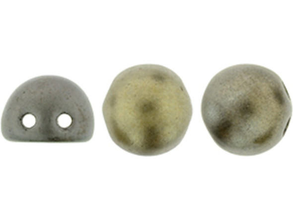 CzechMates 2-Hole 7mm Matte Metallic Leather Cabochon Beads 2.5-Inch Tube