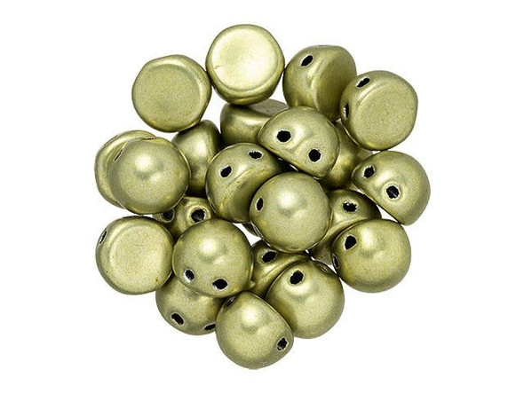 CzechMates 2-Hole 7mm ColorTrends Saturated Metallic Limelight Cabochon Bead 2.5-Inch Tube