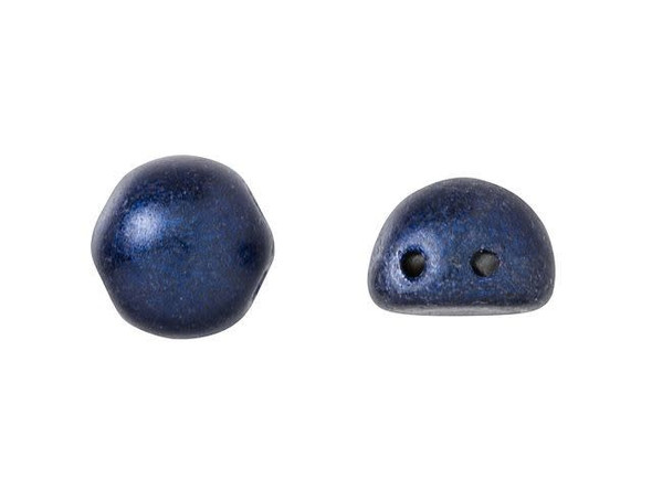 CzechMates 2-Hole 7mm Metallic Suede Dark Blue Cabochon Beads 2.5-Inch Tube