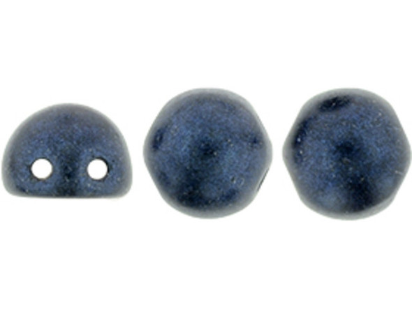 CzechMates 2-Hole 7mm Metallic Suede Dark Blue Cabochon Beads 2.5-Inch Tube