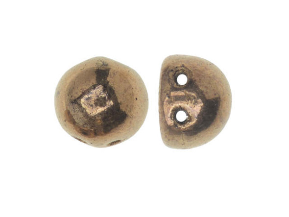 CzechMates Glass, 2-Hole Round Cabochon Beads 7mm Diameter, Bronze