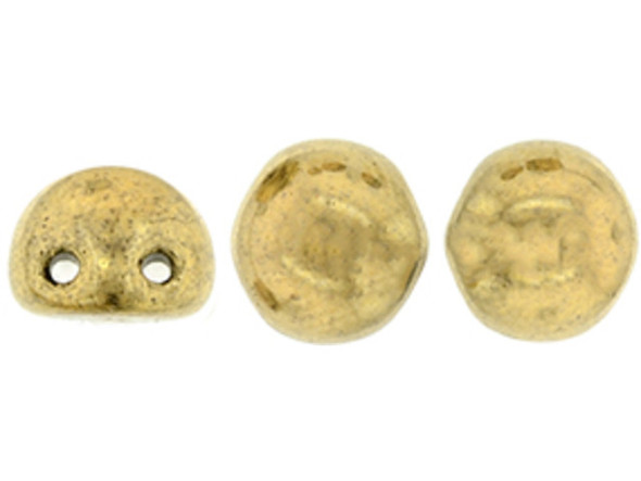 CzechMates Glass, 2-Hole Round Cabochon Beads 7mm Diameter, Bronze