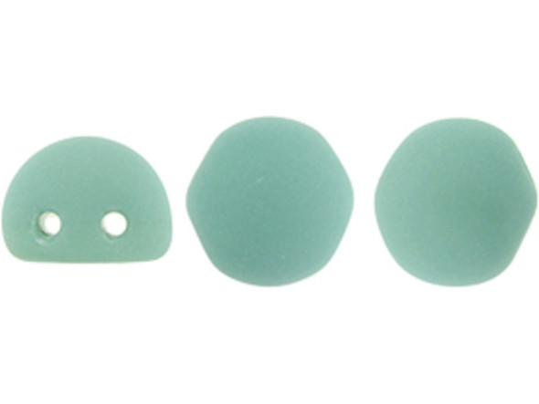 CzechMates Glass, 2-Hole Round Cabochon Beads 7mm Diameter, Matte Turquoise