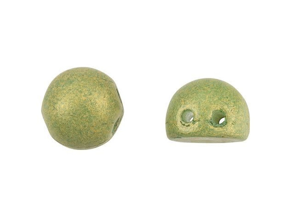 CzechMates 2-Hole 7mm Pacifica Avocado Cabochon Beads 2.5-Inch Tube