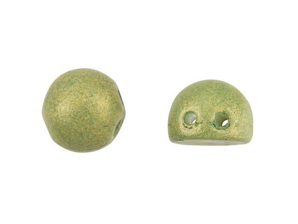You'll love dressing up your designs with these CzechMates cabochon beads. These beads feature a round domed shape with a flat back, much like that of a cabochon. Two stringing holes run close to the flat bottom of the dome, so these beads will stand out in your jewelry-making designs. Use them in multi-strand projects or add them to your bead weaving for eye-catching dimensional effects. They'll work nicely with other CzechMates beads. They feature avocado green color. 