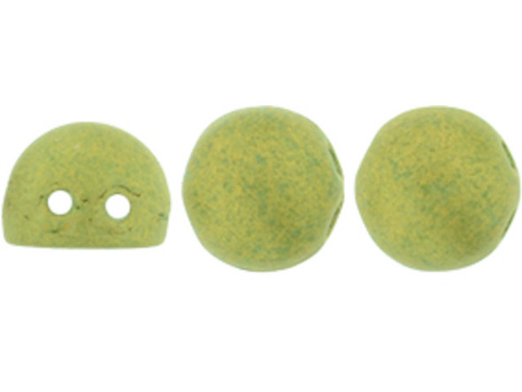 CzechMates 2-Hole 7mm Pacifica Avocado Cabochon Beads 2.5-Inch Tube