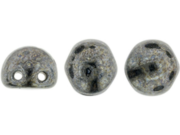 CzechMates Glass, 2-Hole Round Cabochon Beads 7mm Diameter, Hematite