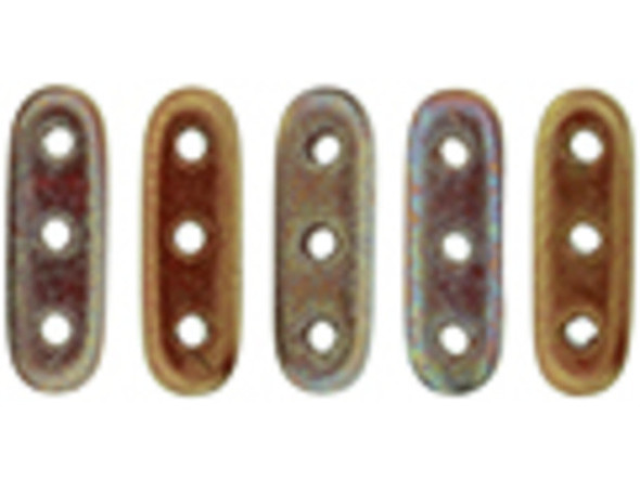 Add some spice to your style with these CzechMates beam beads. These beads feature an elongated oval beam shape with three stringing holes drilled through the flat surface. You can use them as spacer bars in multi-strand projects or try incorporating them into your bead weaving designs. They will add beautiful accents of color and unforgettable dimension however you decide to use them. They'll work nicely with other CzechMates beads. They feature shining red, gold, and bronze colors that create a warm display. 