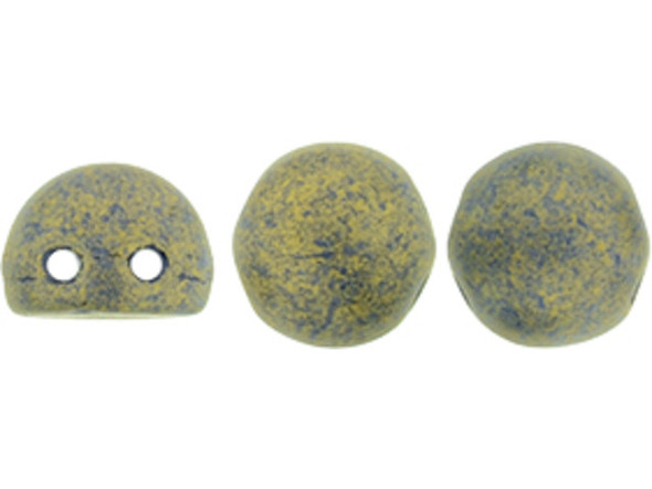 Delight in the unique style of these CzechMates cabochon beads. These beads feature a round domed shape with a flat back, much like that of a cabochon. Two stringing holes run close to the flat bottom of the dome, so these beads will stand out in your jewelry-making designs. Use them in multi-strand projects or add them to your bead weaving for eye-catching dimensional effects. They'll work nicely with other CzechMates beads. They feature poppy seed gray color with a golden sheen. 