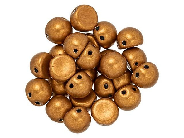 CzechMates 2-Hole 7mm ColorTrends Saturated Metallic Russet Orange Cabochon Bead 2.5-Inch Tube