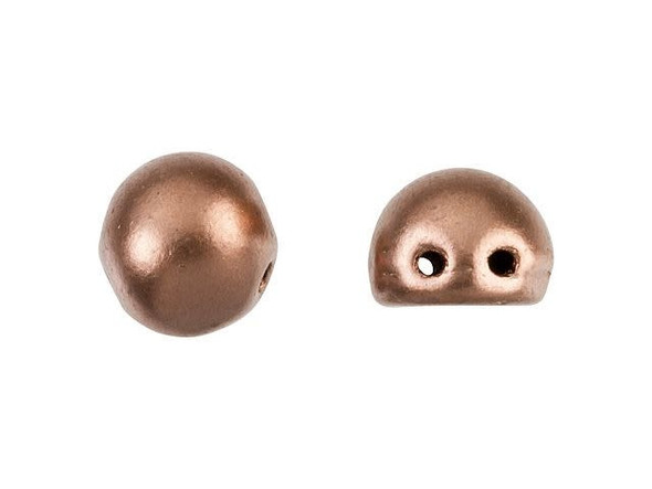 CzechMates 2-Hole 7mm Matte Metallic Bronze Copper Cabochon Beads 2.5-Inch Tube