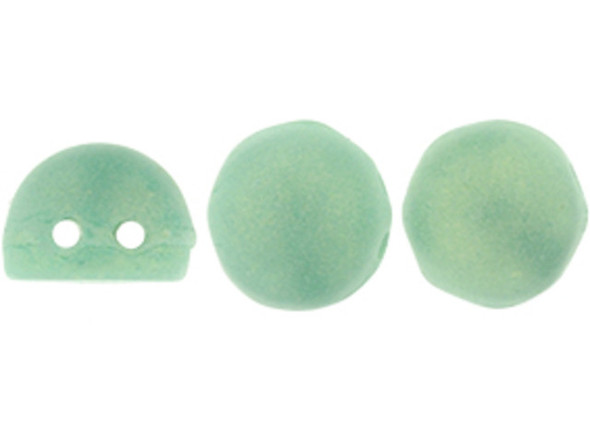 CzechMates Glass, 2-Hole Round Cabochon Beads 7mm Diameter, Sueded Gold Turquoise
