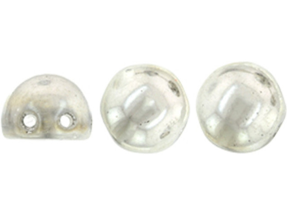 CzechMates Glass, 2-Hole Round Cabochon Beads 7mm Diameter, Silver