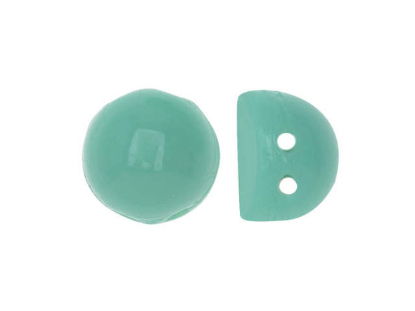 CzechMates Glass, 2-Hole Round Cabochon Beads 7mm Diameter, Turquoise