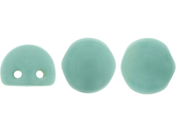 CzechMates Glass, 2-Hole Round Cabochon Beads 7mm Diameter, Turquoise
