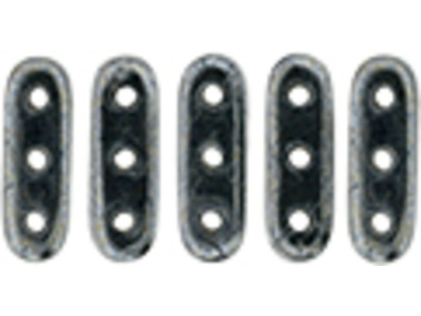 Create sleek style with these CzechMates beam beads. These beads feature an elongated oval beam shape with three stringing holes drilled through the flat surface. You can use them as spacer bars in multi-strand projects or try incorporating them into your bead weaving designs. They will add beautiful accents of color and unforgettable dimension however you decide to use them. They'll work nicely with other CzechMates beads. They feature black color with a metallic gleam. 