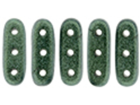 Beautiful forest color fills these CzechMates beam beads. They feature pine green color with a soft metallic sheen. These beads feature an elongated oval beam shape with three stringing holes drilled through the flat surface. You can use them as spacer bars in multi-strand projects or try incorporating them into your bead weaving designs. They will add beautiful accents of color and unforgettable dimension however you decide to use them. They'll work nicely with other CzechMates beads. 