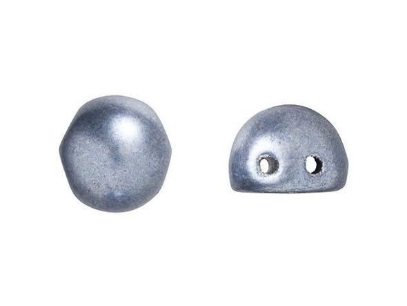 CzechMates 2-Hole 7mm ColorTrends: Saturated Metallic Airy Blue Cabochon Beads 2.5-Inch Tube