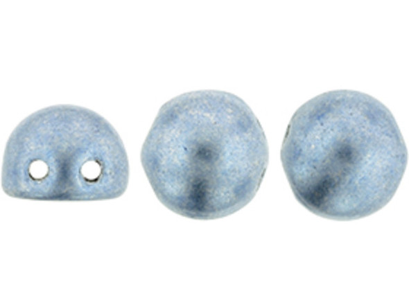 CzechMates 2-Hole 7mm ColorTrends: Saturated Metallic Airy Blue Cabochon Beads 2.5-Inch Tube