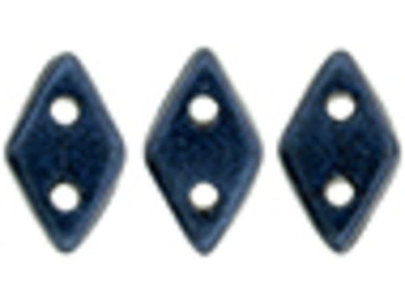 CzechMates Glass, 2-Hole Diamond Beads 4x6mm, 8 Grams, Metallic Suede Dark Blue