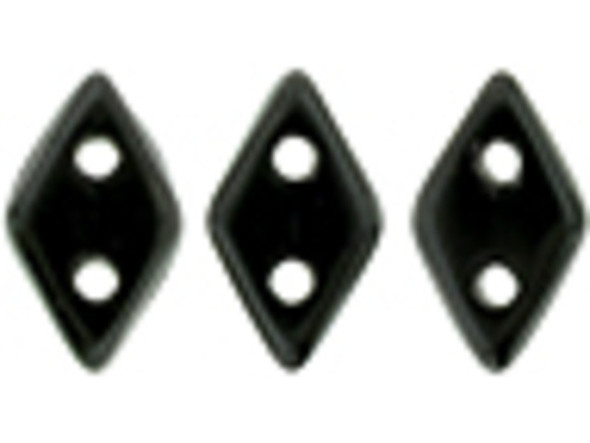 Create daring style accents with these CzechMates Diamond Beads. These pressed glass beads are similar to the CzechMates Triangle bead, with two holes on the flat side. Like other CzechMates shapes, these Diamond Beads share the same hole spacing and are perfect for using with other CzechMates beads. The Diamond Bead works well for dimensional projects and also as an angled spacer. Use them in your bead weaving and stringing projects for unforgettable style. They feature a gleaming black color full of dramatic beauty. 