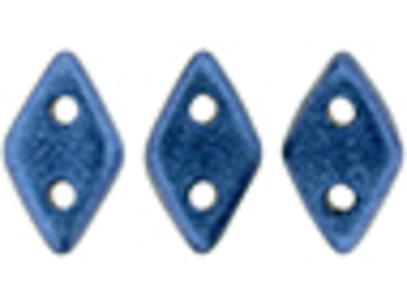 CzechMates Glass, 2-Hole Diamond Beads 4x6mm, 8 Grams, Metallic Suede Blue