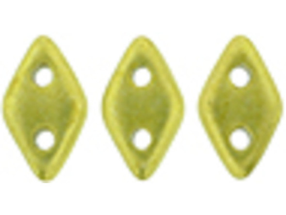 CzechMates Diamond 4 x 6mm ColorTrends Saturated Metallic Meadowlark Czech Glass 2-Hole Beads, 2.5-Inch Tube