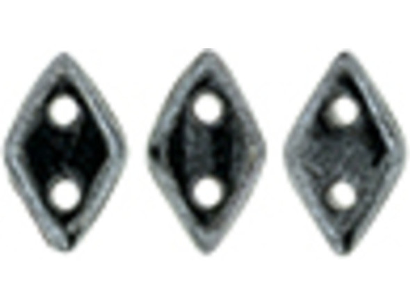 CzechMates Diamond 4 x 6mm Hematite Czech Glass 2-Hole Beads, 2.5-Inch Tube